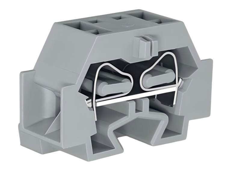 262-331 grey 4 wire cage clamp din rail terminal block two in two out 4mm² wiring connector
