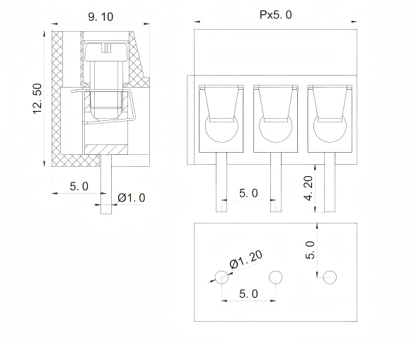 Blue KF300-5.0 DG300-5.0 screw type PCB terminal block 5.0mm pitch interchangeable barrier wiring connector for printed circuit board power and signal connection