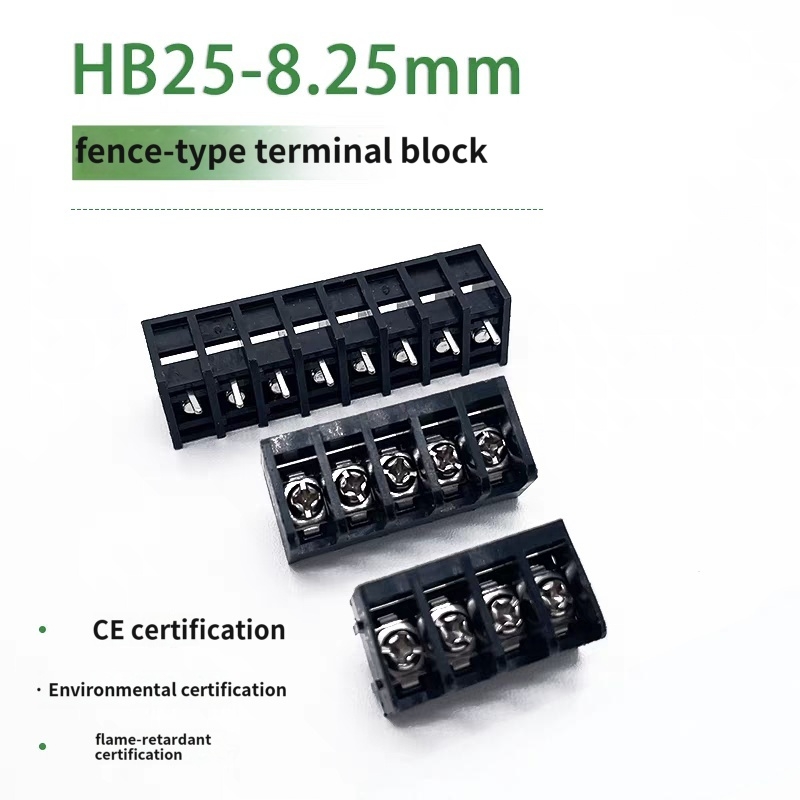 HB825 8.25mm pitch 2-24P middle foot black barrier PCB power terminal block