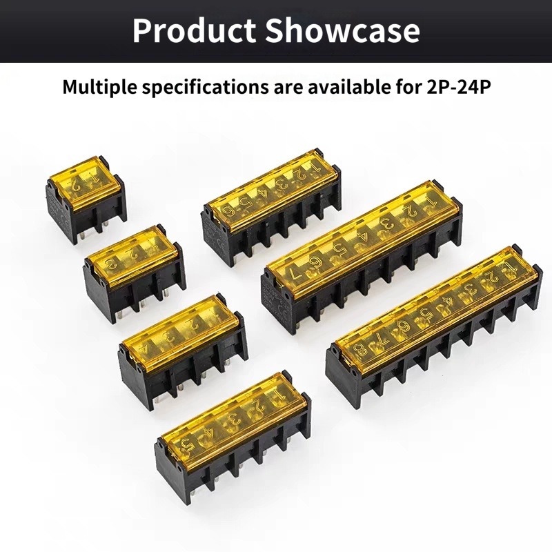 HB825 8.25mm pitch 2-24P with cover middle foot black barrier PCB power terminal block