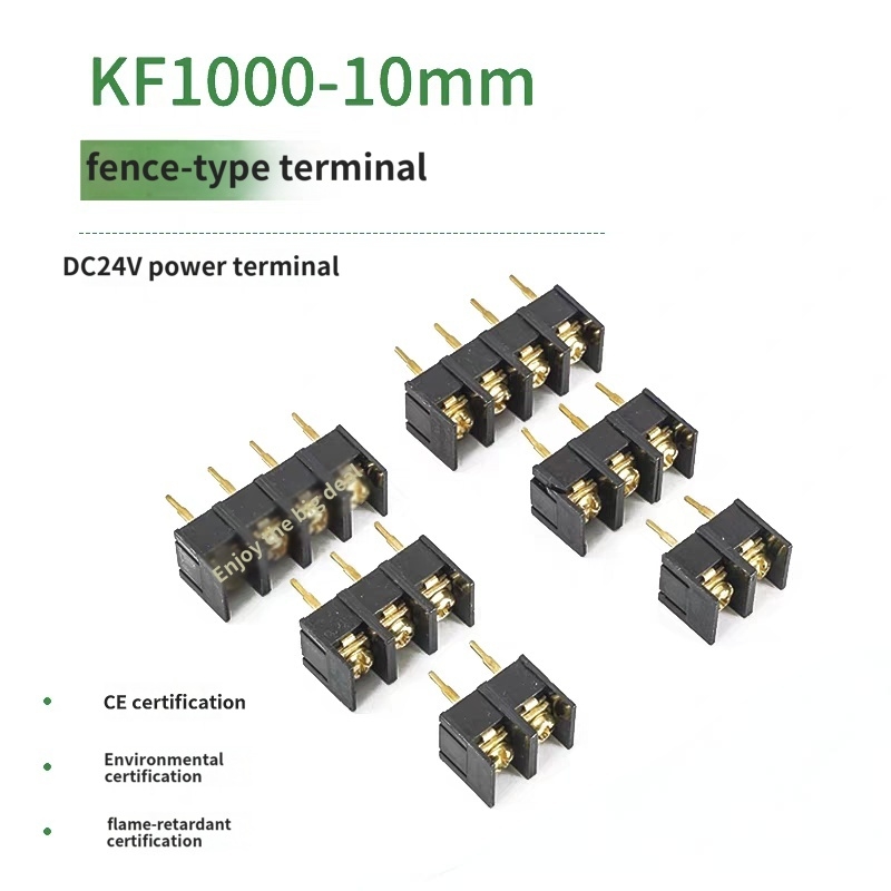 KF1000 DG1000 10.0mm splicable gold plated copper barrier PCB terminal block 2P-24P