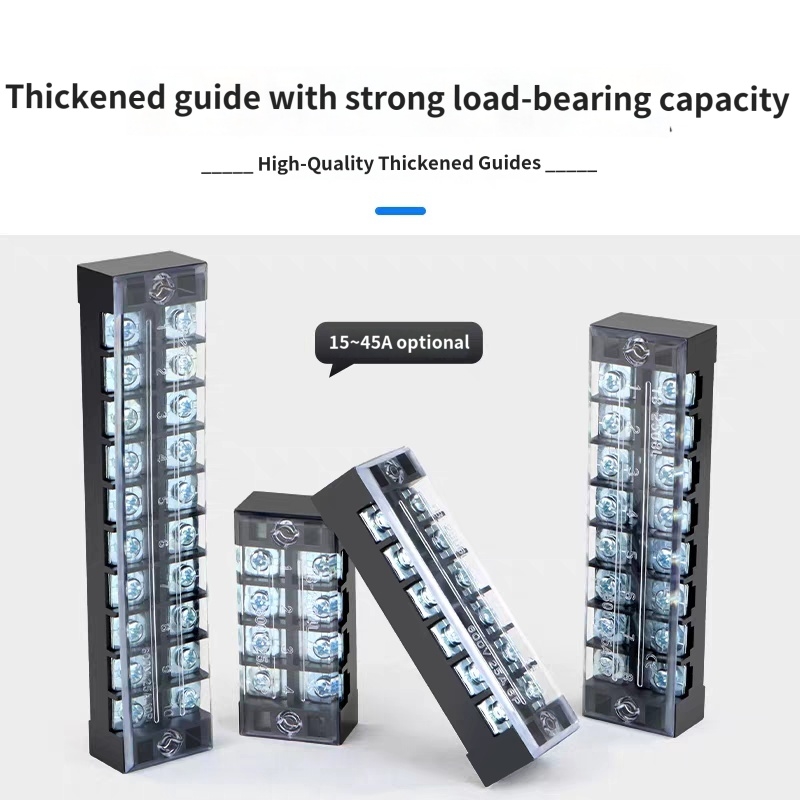 TB series black fixed barrier copper terminal strip screw type power distribution terminal block