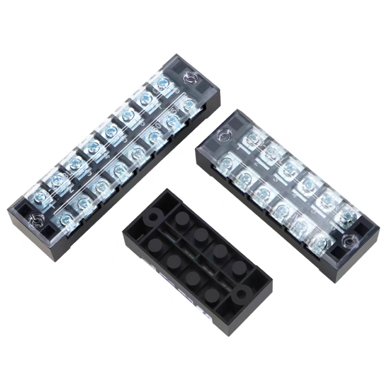 TB series black fixed barrier copper terminal strip screw type power distribution terminal block