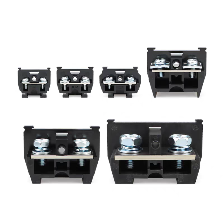 TBC series DIN35 rail double screw modular copper terminal block for industrial cabinet wiring connection