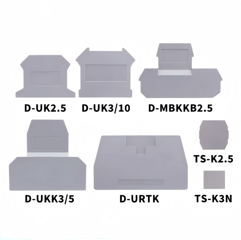 D-UK series insulating end cover baffle for UK DIN rail screw terminal block dustproof end barrier plate