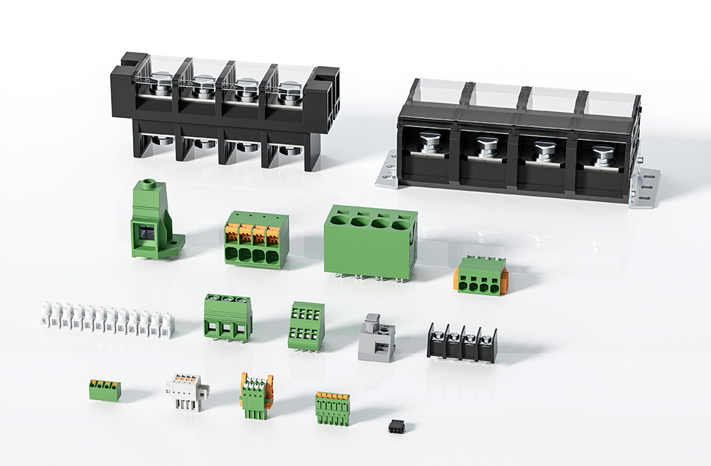 Black & green screw type PCB terminal block screw clamp copper wiring connector multi-pitch multi-pole for printed circuit board power signal connection