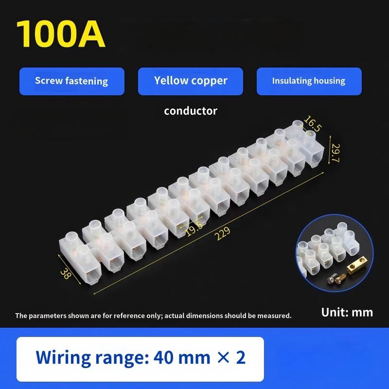 100A Feed Through Barrier Terminal Strip Screw Fastening High Current Wire Connector