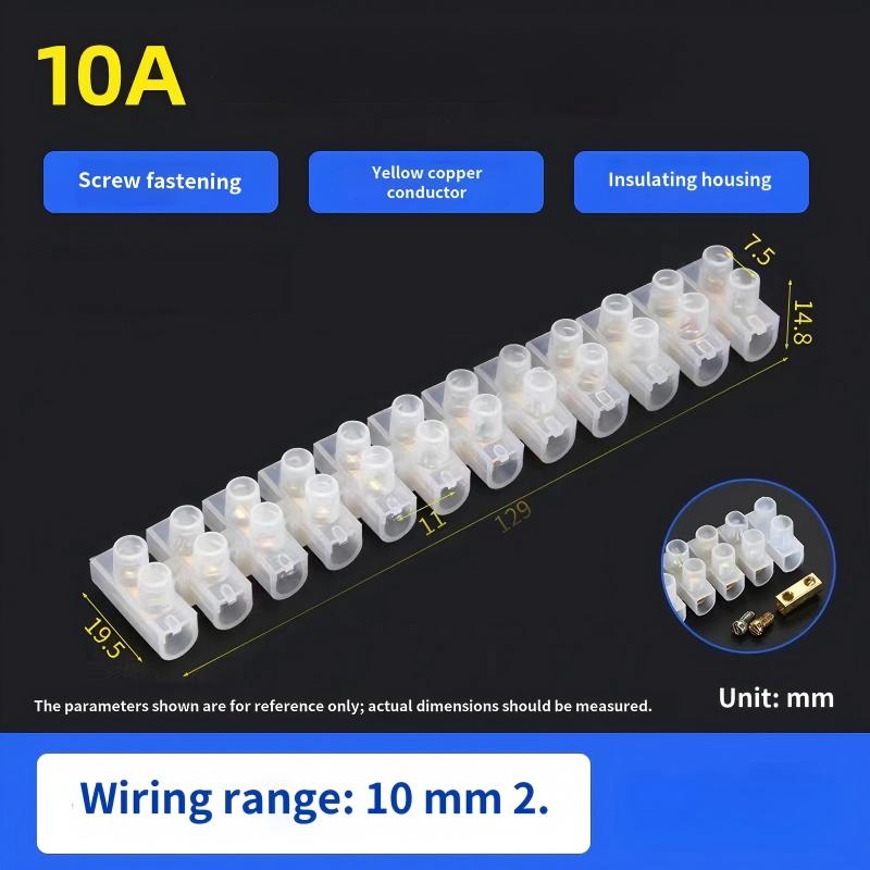 10A Barrier Terminal Block Plastic Terminal Post for Electrical Wiring