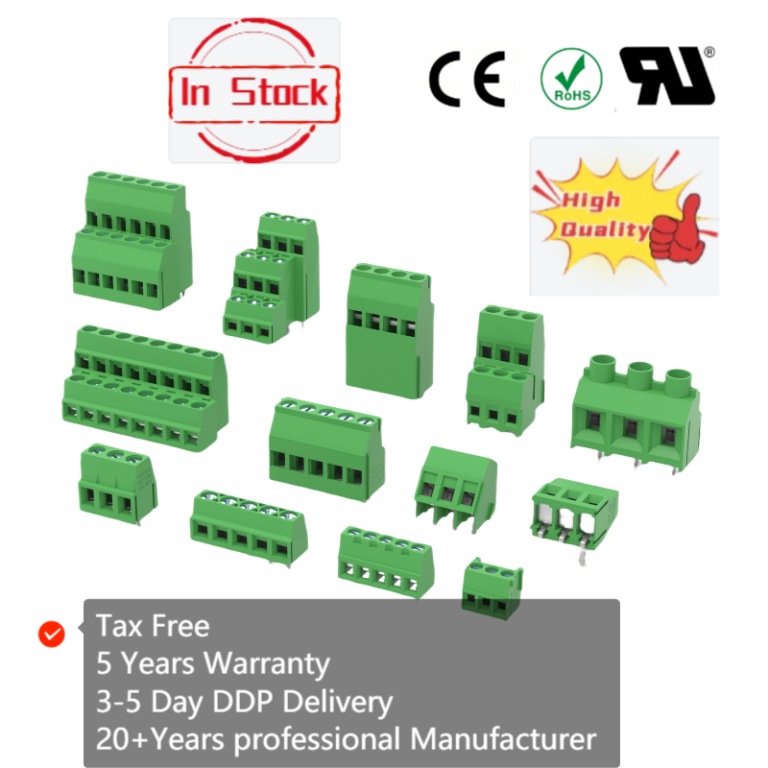 Push-in, screw and spring terminal blocks comparison - in stock with CE and RoHS certification