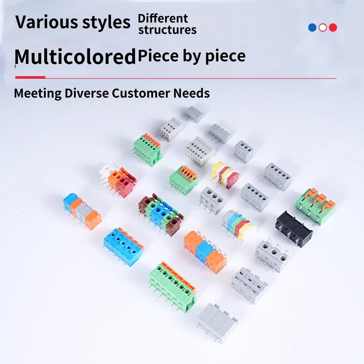 Various styles multicolored DG250 KF250 push-in spring PCB terminal blocks